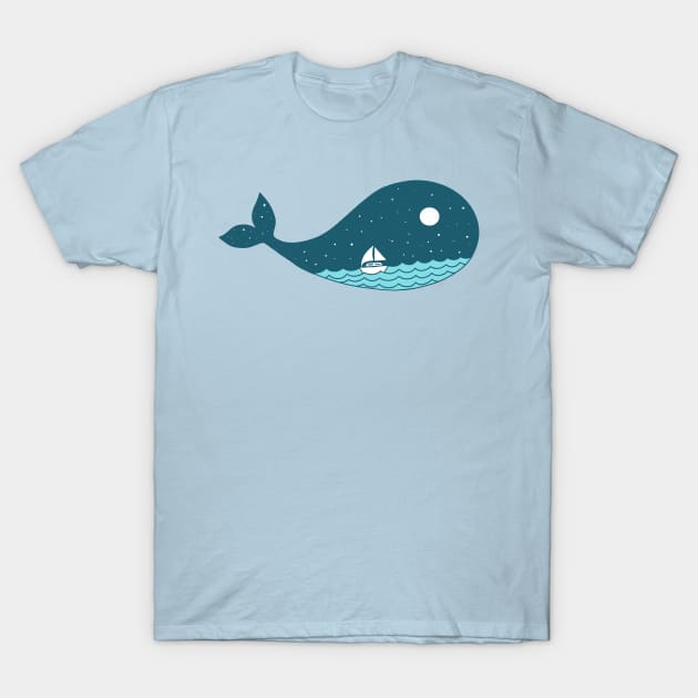 Whale Landscape T-Shirt by coffeeman